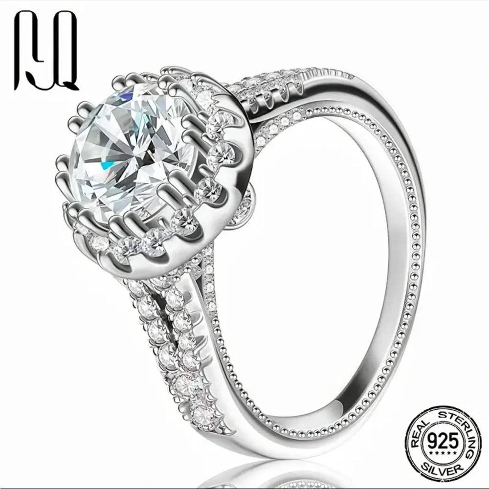 Moissanite 2.20 Ct Round Cut Halo Engagement Ring Sterling Silver S925 NWT Size - Picture 6 of 8